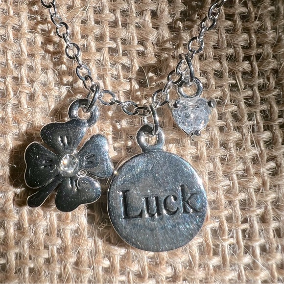 🍀Lucky 3 Charm “Clover/Luck/CZ” Genuine CZ and Crystal Necklace by Cookie Lee - Picture 5 of 10
